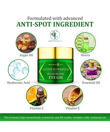 Professor Eco Lychee Superfood Hyaluronic Eye Gel 2oz - Firms Eye Bags, Rejuvenates & Hydrates Skin - Buy Online on GoSupps.com