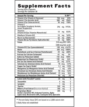 MaxiVision AREDS 2 Whole Body Formula - AREDS 2 Eye Vitamins w/Lutein and Zeaxanthin - for Macular Support - Eye Supplements for Eye Strain - 120 Capsules Count 1 Bottle - Buy Online on GoSupps.com