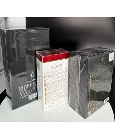 Lattafa Fakhar 3-Piece Set for Unisex (3.4 Oz Bade'e Al Oud For Glory+ 3.4 Oz Ana Abiyedh Rouge + 3.4 Oz Maahir Black Edition) collection - Buy Online on GoSupps.com