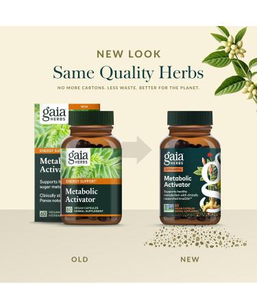 Gaia Herbs Metabolic Activator - Natural Energy Supplement for Metabolism Support - Made with Panax Notoginseng & Astragalus Extract - Free from Dairy Soy & Gluten - 60 Capsules (60 Servings) - Buy Online on GoSupps.com