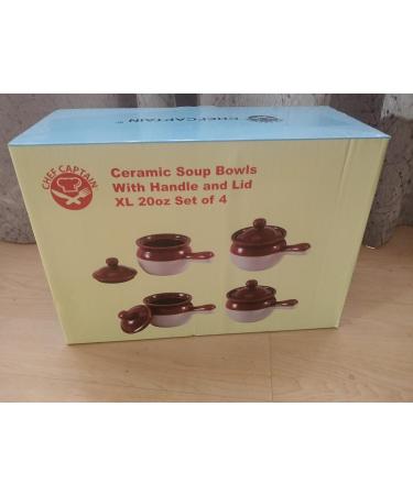 Chef Captain Ceramic Soup Bowls - High-Quality Chili & French Onion Bowls with Handles & Lids | XL 625 ml - Perfect for Delish Soups | International Shipping Available - Buy Online on GoSupps.com