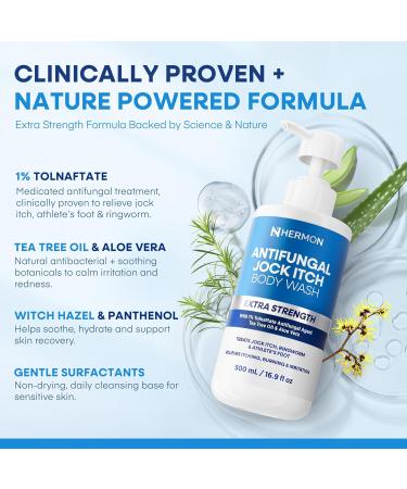 Hermon Antifungal Body Wash for Jock Itch: Tea Tree oil Body Wash for Jock Itch Ringworm Back Acne Athlete's Foot Tinea - Medicated Soap for Men and Women 1 Pack Body Wash - Buy Online on GoSupps.com