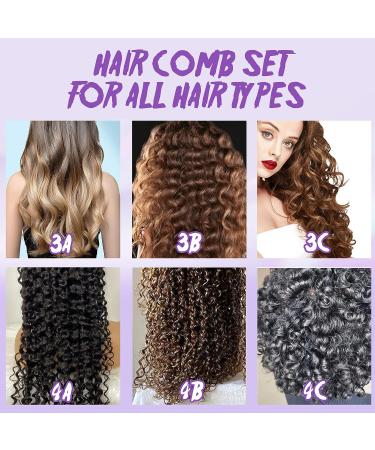 Detangling Brush Rat Tail Combs Wide Tooth Set - 8PCS | For Natural, Curly, Wavy Hair | Wet & Dry Hair Detangler with Clips for Men, Women, Kids - Buy Online on GoSupps.com