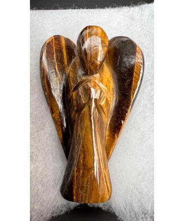 Yashcrystals Crystal Healing Gemstone Pocket Guardian Angels Reiki Powers 45mm to 50mm(approx 2") Hand Carved (Tiger Eye) - Buy Online on GoSupps.com