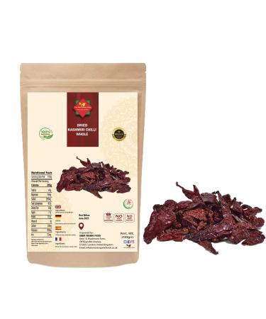 200g| Whole Dried Kashmiri Chillies | Premium Quality| Sun Dried in Organic Environment | Natural | Vegan | No Additives | No Preservatives | 200g