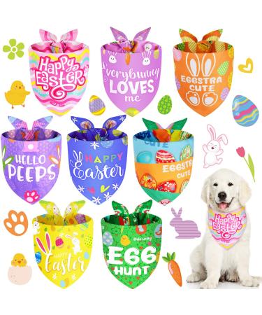 8 pieces Easter pet bandana egg dog bandanas colorful egg triangle bibs adorable Easter dog scarf washing dog bibs for dog cats vacation happy easter 8 styles beautiful pattern - Buy Online on GoSupps.com