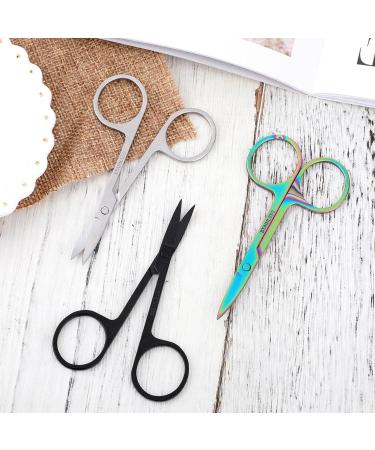 WLLHYF 3 Pack Small Eyebrow Facial Nose Hair Grooming Scissors Stainless Steel Mustache Eyelashes Trimmer Travel Scissors Kit Mini Curved Rounded Scissors for Eyebrow Cuticle Trimming Nasal Clippers - Buy Online on GoSupps.com