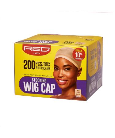 RED STOCKING WIG CAP  200PCS Bulk Box Secures your hair  long lasting  stays in place  light  lightweight  breathable  wig comfortable (Beige)