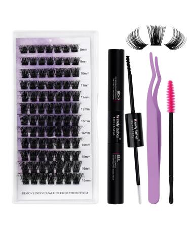 Lashes Extension Cluster Lash Extensions Set Cluster Wimpern DIY LASH Extension Set Lash Cluser Set Cluster Lashes Bond and Seal (C3-D CURL) KIT (8-16) mm C3-D CURL