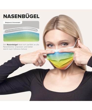 HARD 50pc Disposable Face Masks Made in Germany | CE Certified Triple Layer Filtration 99.78% | Elastic Earloops | Rainbow Classic Design - Buy Online on GoSupps.com