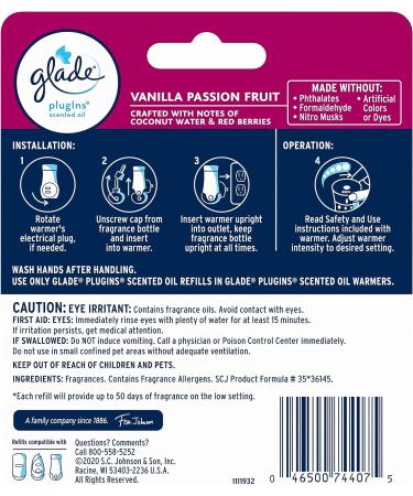 Glade PlugIns Vanilla Passion Fruit Air Freshener Refills - 1.34 Oz, 2 Count - Buy Online on GoSupps.com