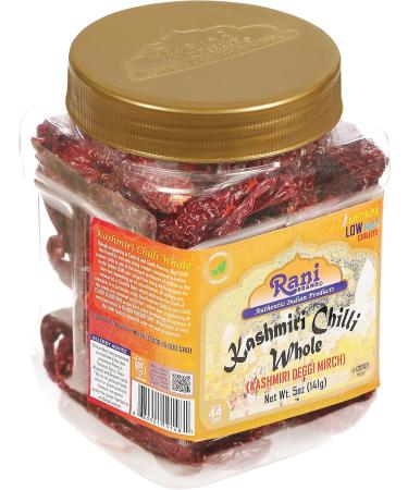 Rani Kashmiri Chilli Whole Stemless 5oz PET Jar - Low Heat, Natural & Salt-Free | Vegan | NON-GMO | Kosher - Indian Origin (141g) - Buy Online on GoSupps.com