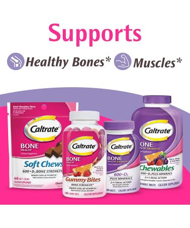 Caltrate Soft Chews 600 Plus D3 Chocolate Truffle - 60 Count | Calcium Vitamin D Supplement - Buy Online on GoSupps.com