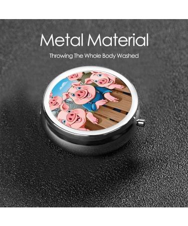 Funny Cute Pig Pattern Round Pill Box - 3 Compartment Travel Medicine Organizer | Portable Pocket Purse for Vitamins & Tablets - Buy Online on GoSupps.com