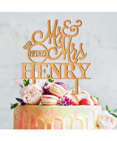 Personalised Wedding Cake Toppers Wooden Wedding Anniversary Cake Topper MR & MRS Wedding Cake Decorations for Wedding Party Wedding Cake Toppers with Any Name Mr&mrs - Buy Online on GoSupps.com
