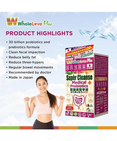 NOTO WholeLovePlus Super Cleanse Probiotics - Daily Probiotic Supplement for Women & Men with Prebiotics & 28 Sachets - Buy Online on GoSupps.com