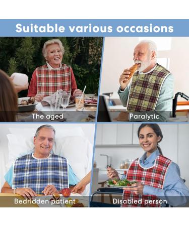 Sumotia Adult Bibs - 3 Waterproof Reusable Protection with Check Pattern | International Shipping Available - Buy Online on GoSupps.com