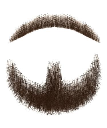 Human Hair Fake Mustache  Realistic Beard Fake Facial Hair  Artificial Goatee for Entertainment Drama Party Movie Prop (Brown)
