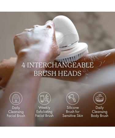 Vanity Planet Raedia 2.0 Facial Cleansing Brush with 4 Interchangeable Heads - White Silicone Exfoliator for Glowing & Acne Prone Skin - Water-Resistant Body Brush - Buy Online on GoSupps.com