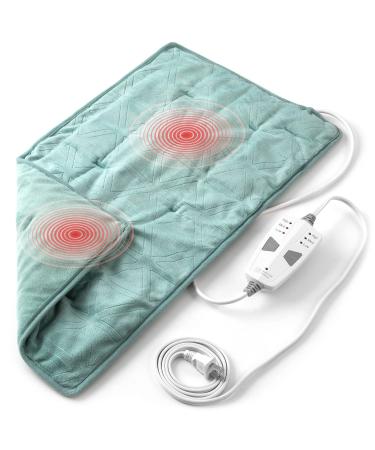 EVAJOY Weighted Heating Pad with 2 Massager  XL 12 x 24'' Electric Massaging Heating Pad for Back Pain Relief  3 Heat Levels  6 Vibration Massage Settings  18 Relaxing Combinations (12 x 24'')