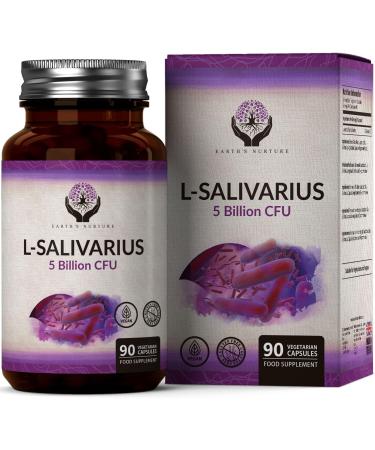 EN Lactobacillus Salivarius Probiotic | 90 High Strength Lactobacillus Salivarius Capsules - 5 Billion CFU L Salivarius Probiotics per Capsule | Non-GMO Gluten & Allergen Free | Made in The UK