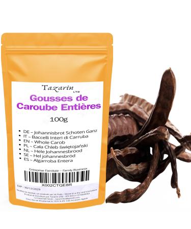 Tazarin LTD 100g Whole Carob Pods | Dried Carob Pods | Whole Carob Intense Flavour & Taste - 100% Natural Pure & No Additives | TazarinLtd