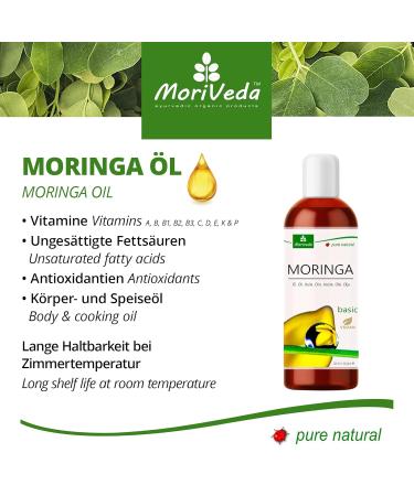 Buy Moringa Oil 100ml - Cold Pressed Organic Skin & Hair Care | Anti-Aging & Wound Treatment - Moriveda - Buy Online on GoSupps.com