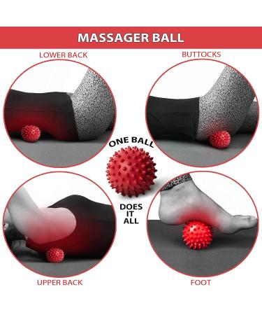 Calf Stretcher for Plantar Fasciitis | Fitness Foot & Leg Stretcher | Relieve Heel Spurs Hamstring Quad Thigh & Hip Pain | Includes Spiky Foot Massager Ball - Red - Buy Online on GoSupps.com