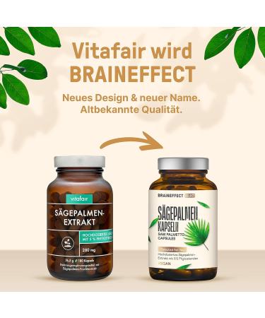 Buy Braineffect Saw Palmetto Extract 280mg - 180 Vegan Capsules No Magnesium Stearate German Quality 5% Phytosterols | High-Dose Saw Palmetto - Buy Online on GoSupps.com