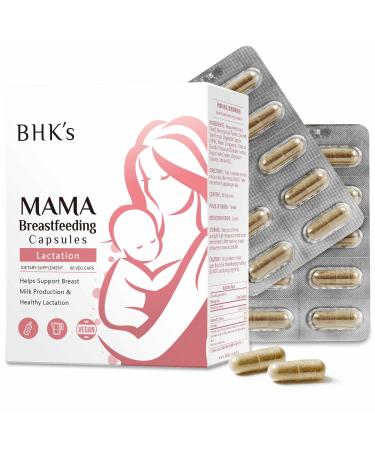 BHK's Mama Breastfeeding Veg Capsules Increase Breast Milk Supply Supplement for Post Pregnancy & Breastfeeding Support 60 Capsules 2-Week Supply