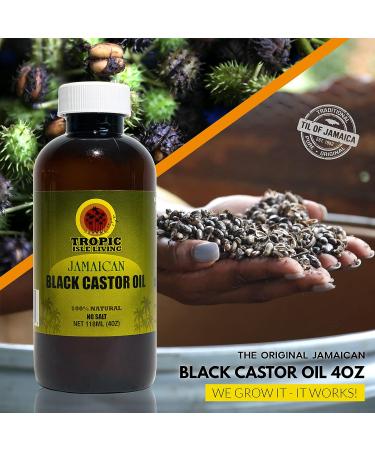 Tropic Isle Living Jamaican Black Castor Oil 4oz - Hair Growth, Skin Conditioning, Eyebrows & Eyelashes, Scalp Treatment Oil - Buy Online on GoSupps.com