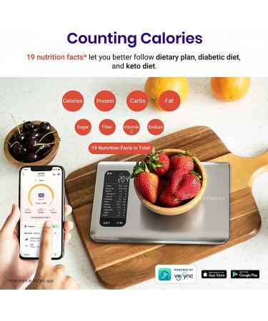 Etekcity Smart Food Nutrition Scale - Digital Grams and Ounces for Weight Loss, Baking, Cooking, Keto and Meal Prep - 11 Pounds-Large 304 Stainless Steel - Buy Online on GoSupps.com
