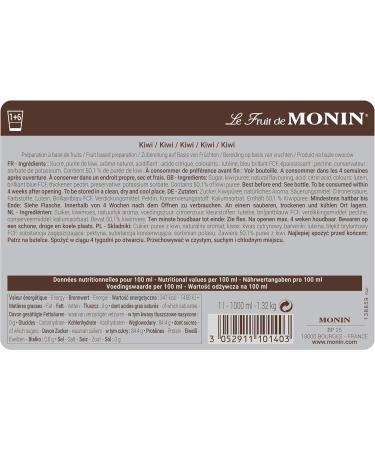 MONIN Kiwi Fruit Mix Puree 1L: Perfect for Cocktails, Smoothies, and Mocktails. Vegan-Friendly, Allergen-Free, 100% Natural Flavours. With 2-in-1 Apple Puree and Sugar Syrup Hybrid - Buy Online on GoSupps.com