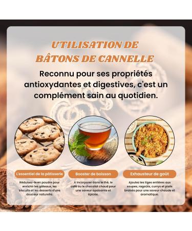 B tons de Cannelle 200 g | Cannelle | Canela | B tons de Darchini | 3 Pouces de Longueur | Doux et Aromatique pour la Cuisine - Buy Online on GoSupps.com