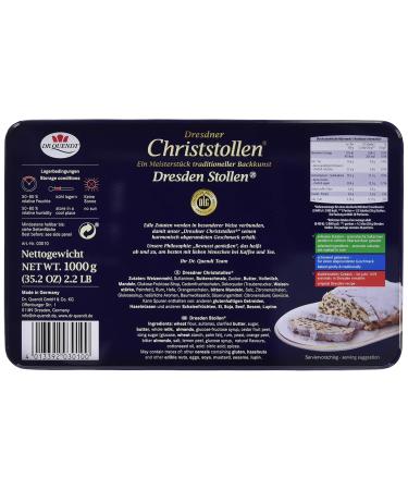 Buy Dr. Quendt Dresden Christmas Stollen Tin - 1kg | Authentic German Holiday Treat | International Shipping Available - Buy Online on GoSupps.com