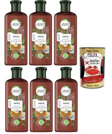 Italian Gourmet E.R. Herbal Essences Coconut Milk Shampoo Moisturizes Dry Hair in Collaboration with Royal Botanic Gardens of Kew - 6 x 250ml + Italian Gourmet Polpa 400g