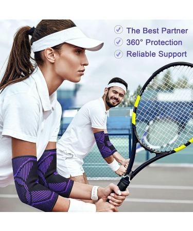 Elbow Compression Sleeve (Pair) for Arthritis, Bursitis, Tendonitis - Large Purple | Arm Support for Golf, Tennis, Sports - Men and Women | Pain Relief and Fitness Activities - Buy Online on GoSupps.com