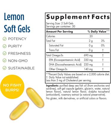  Nordic Naturals Nordic Naturals Omega-3 Purified Fish Oil Lemon 1000 mg 60 Soft Gels - Buy Online on GoSupps.com