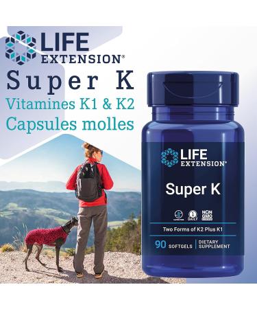 Life Extension Super K with MK-7 Depot High Dosed 90 Soft Capsules Lab Tested Gluten Free Soy Free Non-GMO - Buy Online on GoSupps.com