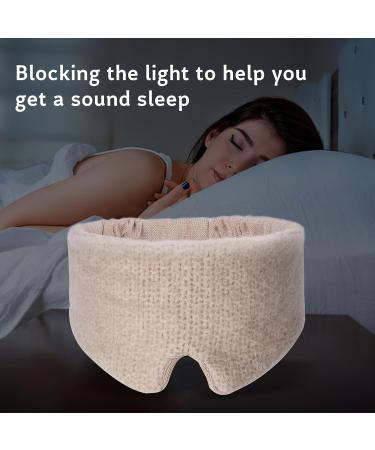 Wool Blend Knitted Sleep Mask | Soft Light Blocking Eye Mask for Travel & Naps | Comfortable Beige Blindfold - Buy Online on GoSupps.com
