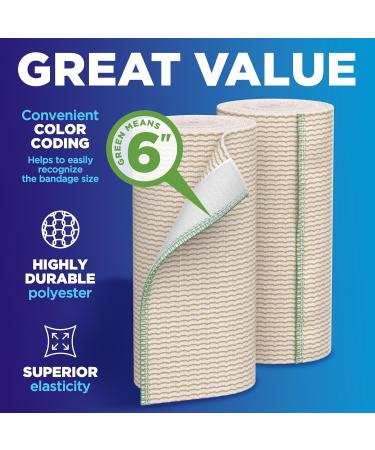Premium Elastic Bandage Wrap 6" (2pk) - Strong Compression Self-Closing & Reusable for Legs Knee Abdomen & Lymphedema - Ideal Body Wrap - Buy Online on GoSupps.com