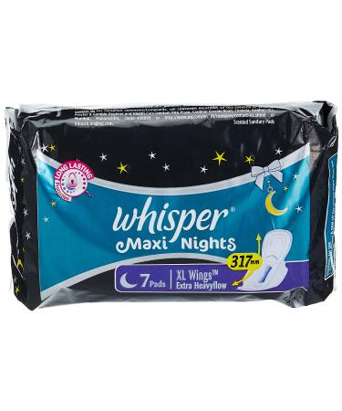 Whisper Maxi Nights 7 Pads -XL Wings Extra Heavyflow - 317mm