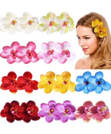 20PCS Flower Hair Clips 3inch Butterfly Orchid Floral Bows Alligator Clips for Women Girls Bridal Wedding Accessory Beach Party Wedding Event D cor 20 Count (Pack of 1)