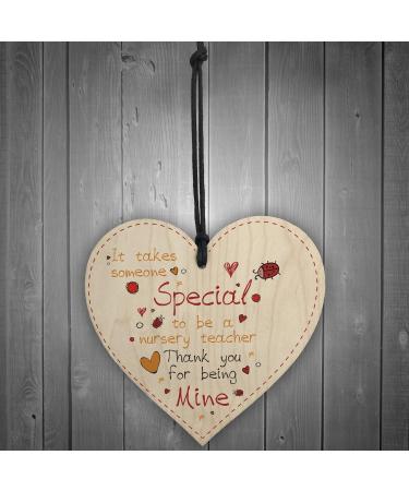 Special Nursery Teacher Leaving Gift - Wooden Heart Plaque for Preschool Thank You - Buy Online on GoSupps.com