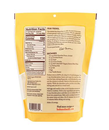 Bob's Red Mill Organic Brown Rice Flour 24 oz - Pack of 4 | 6 lb Total | Gluten-Free & Non-GMO - Buy Online on GoSupps.com