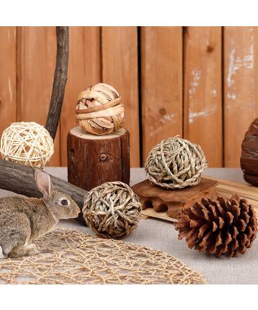 RABBITP 9 Pcs Chew Toys for Bunny, Hamster & Guinea Pig - Natural Grass Willow Balls for Treats and Teeth | Pet Supplies - Buy Online on GoSupps.com