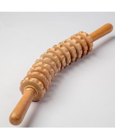 Mikako Wood Therapy Roller Massage Tools, Lymphatic Drainage, Wooden Massage & Muscle Roller Stick | Maderoterapia Rolling Body Massager for Pain Relief, Cellulite (Curved Stick)