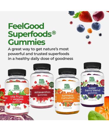 FeelGood Superfoods Astaxanthin Gummies 6mg Skin & Eye Health Berry Flavor Vegan & Non-GMO 60 Count - Buy Online on GoSupps.com