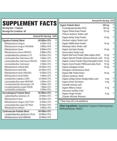 Probiotics for Women and Men 300 Billion CFU 24 Strains Probiotics + 15 Organic Herbs Prebiotics Blend Shelf Stable Gut Health Supplement for Digestive Immune & Whole-Body Health 2 Month Supply 60 Count (Pack of 1) - Buy Online on GoSupps.com
