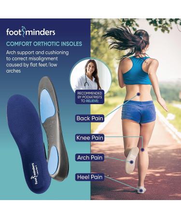 Footminders Comfort Orthotic Arch Support Insoles (Pair) - Large Men 9-11 Women 10-12 - Relieve Foot Pain from Flat Feet & Plantar Fasciitis - Buy Online on GoSupps.com